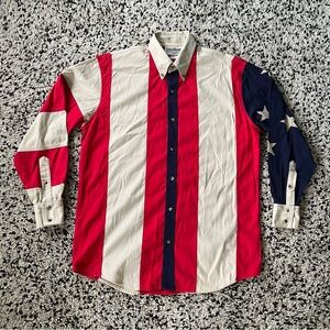 Vintage San Angelo Collection Texas American Flag Shirt Long Sleeve Men’s Medium
